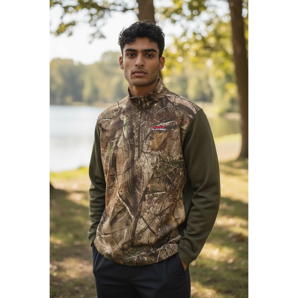 Base Slayers Camouflage 1/4‎ Zip Long Sleeve Men's XL Odor Eliminating Tech